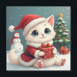 White Christmas Cat Magnetic Card<br><div class="desc">White Christmas Cat Magnetic Card</div>