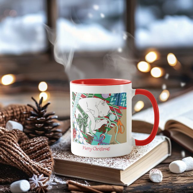 White Christmas Cat Mug (Creator Uploaded)