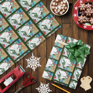 White Christmas Cat Wrapping Paper