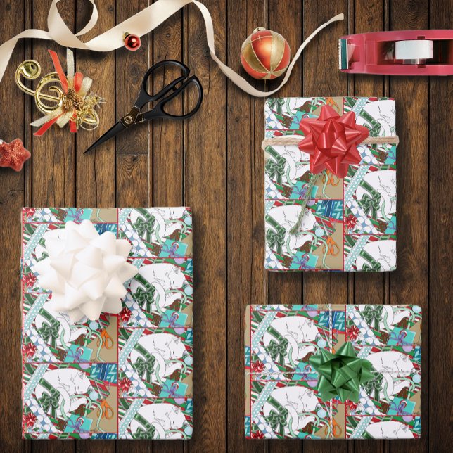 White Christmas Cat Wrapping Paper Sheet (Creator Uploaded)