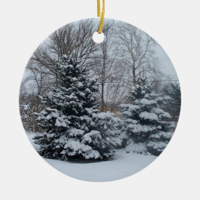 White Christmas Ceramic Ornament (Front)