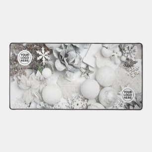 White Christmas Collage Desk Mat Mouse Pad