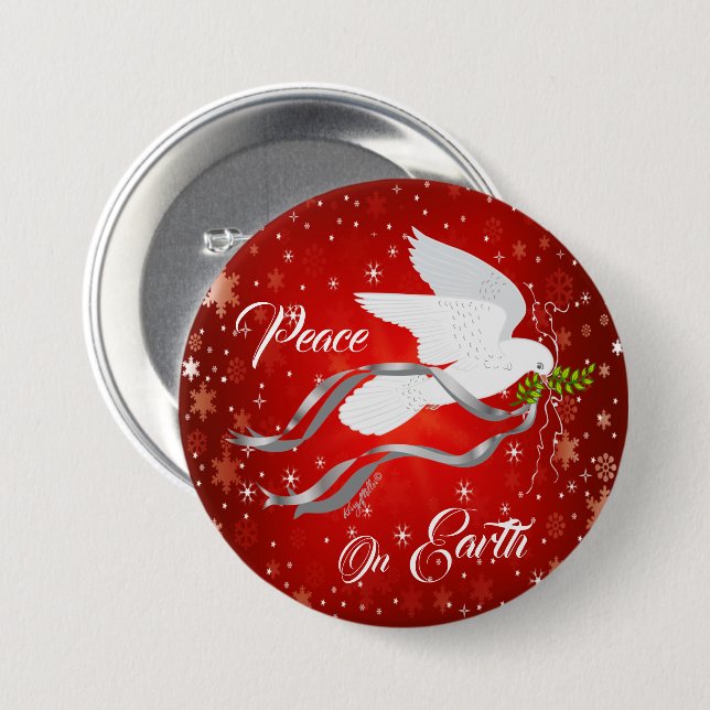 White Christmas Dove Button (Front & Back)
