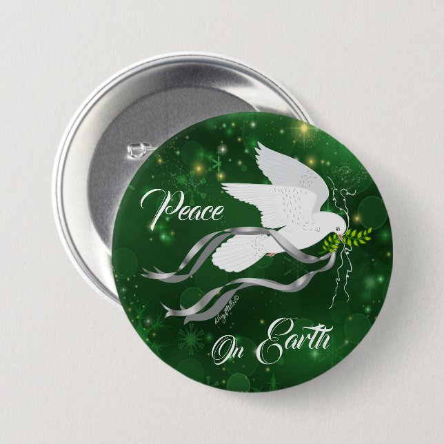 White Christmas Dove Button (Front & Back)
