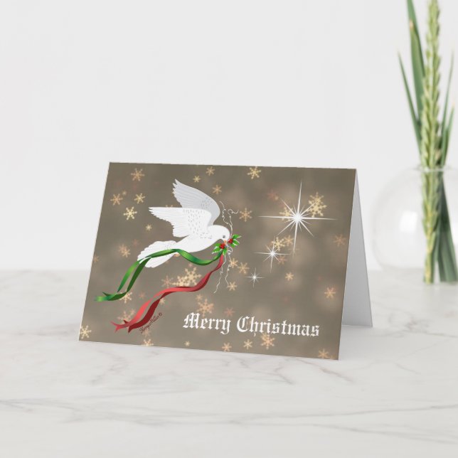 White Christmas Dove Holiday Card (Front)