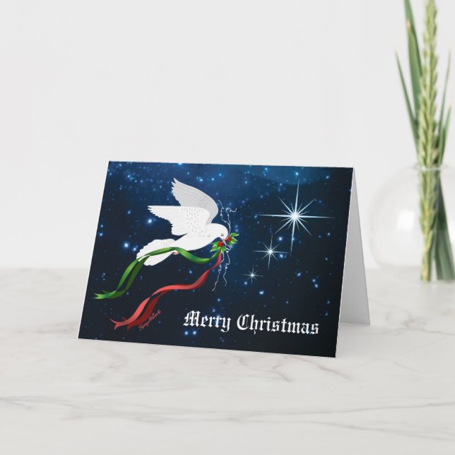 White Christmas Dove Holiday Card (Front)