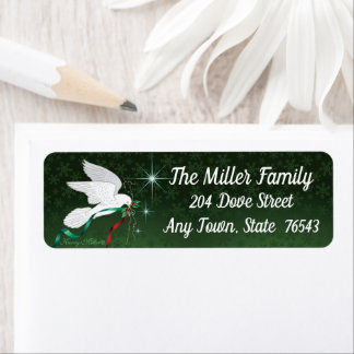 White Christmas Dove Label Return Address Label