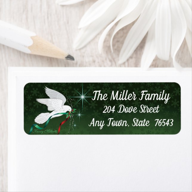 White Christmas Dove Label Return Address Label (Insitu)