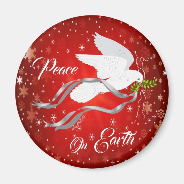White Christmas Dove Magnet (Front)