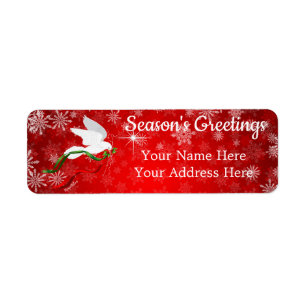 White Christmas Dove Return Address Label