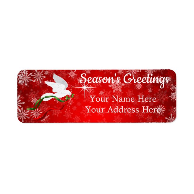 White Christmas Dove Return Address Label (Front)