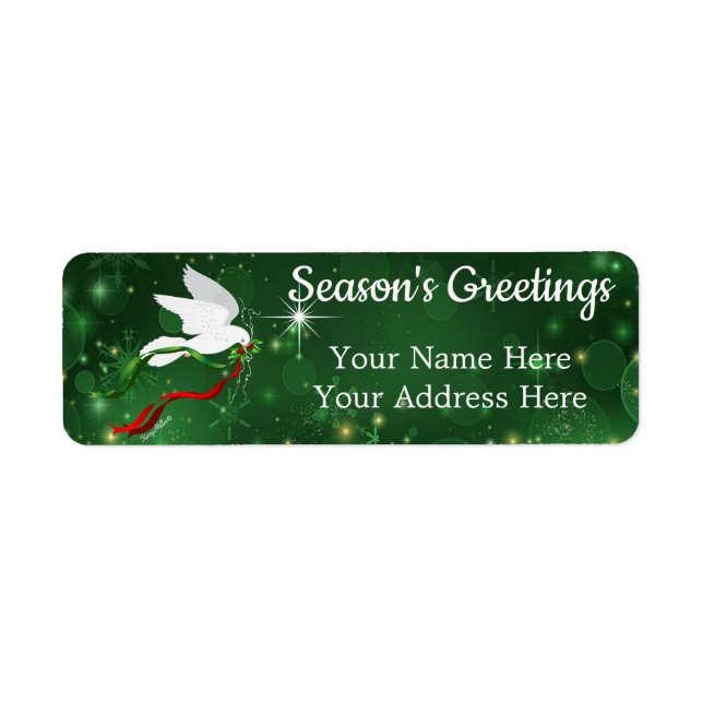 White Christmas Dove Return Address Label (Front)