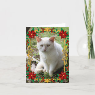 White Christmas Dream Cat Holiday Card Folded