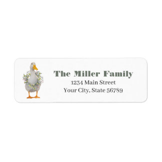 White Christmas Duck Return Address Label
