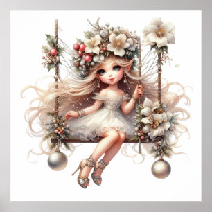 White Christmas Fairy Poster