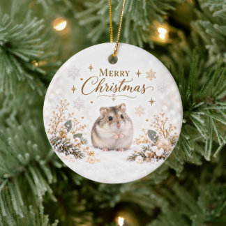 White Christmas Hamster Ornament