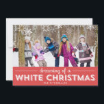 White Christmas Holiday Photo Card - Red<br><div class="desc">Celebrate the season with this modern and stylish holiday card from Berry Berry Sweet. Visit WWW.BERRYBERRYSWEET.COM to see our collection of stylish stationery. More colors available.</div>
