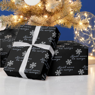 White Christmas in French Script Dainty Snowflakes Wrapping Paper