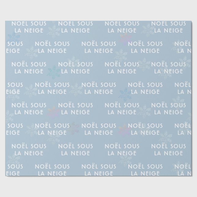 White Christmas in French Wrapping Paper Pale Blue (Seam)