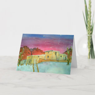 White Christmas in Sedona Watercolor Holiday Card