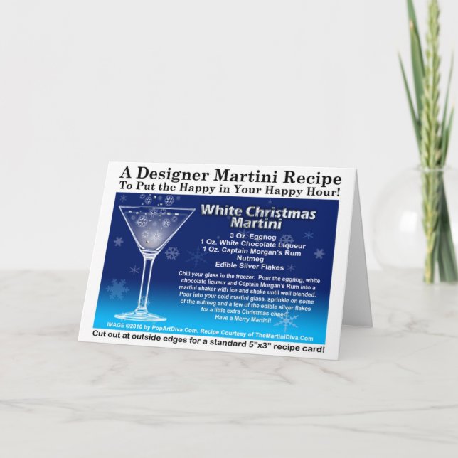 WHITE CHRISTMAS MARTINI COCKTAIL RECIPE CARD (Front)
