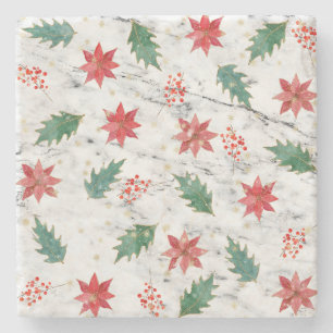 White Christmas Nail Art Stone Coaster