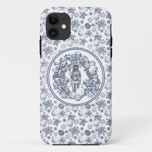 White Christmas Nutcracker Wreath Case-Mate iPhone Case (Back)
