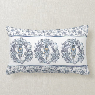 White Christmas Nutcracker Wreath Lumbar Cushion