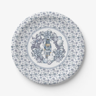 White Christmas Nutcracker Wreath Paper Plate