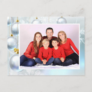White Christmas Ornaments personalize with Photo Holiday Postcard