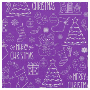 White Christmas Outlines on Purple Fabric