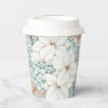 White Christmas Poinsettia | Winter Beach Wedding Paper Cups<br><div class="desc">These cups feature palm leaves,  poinsettias and hydrangeas. Colours used include,  slate blue,  forest green,  ivory and tan.</div>