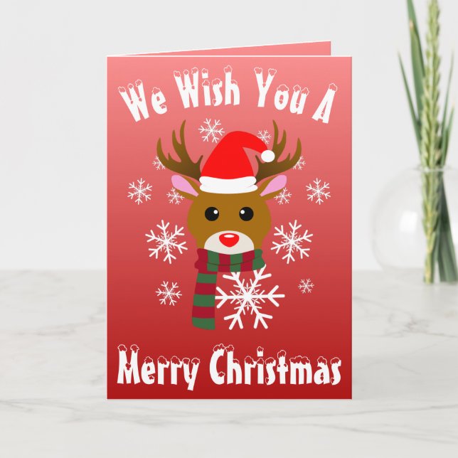 White Christmas Rudolph the Red Nosed Reindeer Card (Front)
