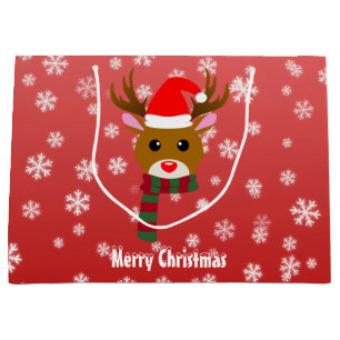 White Christmas Rudolph the Red Nosed Reindeer Large Gift Bag