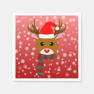 White Christmas Rudolph the Red Nosed Reindeer Napkin