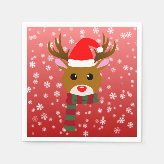 White Christmas Rudolph the Red Nosed Reindeer Napkin (Front)