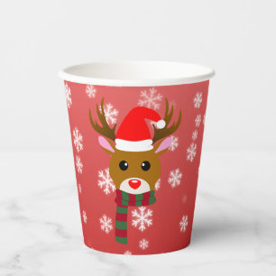 White Christmas Rudolph the Red Nosed Reindeer Paper Cups