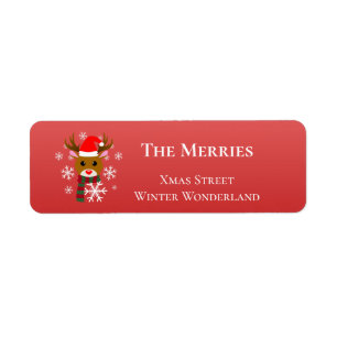 White Christmas Rudolph the Red Nosed Reindeer Return Address Label