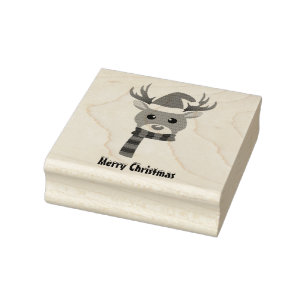 White Christmas Rudolph the Red Nosed Reindeer Rubber Stamp