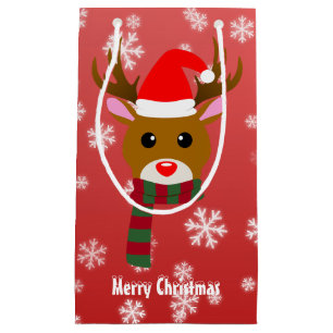 White Christmas Rudolph the Red Nosed Reindeer Small Gift Bag