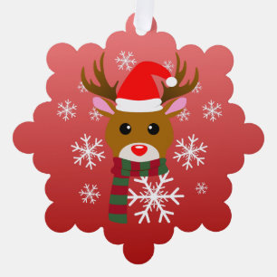 White Christmas Rudolph the Red Nosed Reindeer Tree Decoration Card