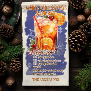 White Christmas Sangria Holiday Cocktail Recipe Tea Towel