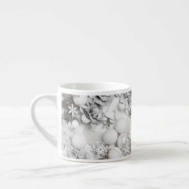 White Christmas Silver Collage Mug (Left)