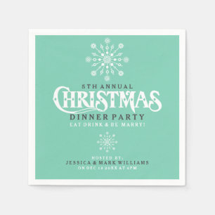 White Christmas Snowflake Dinner Party Design Napkin