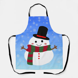 White Christmas Snowman Apron