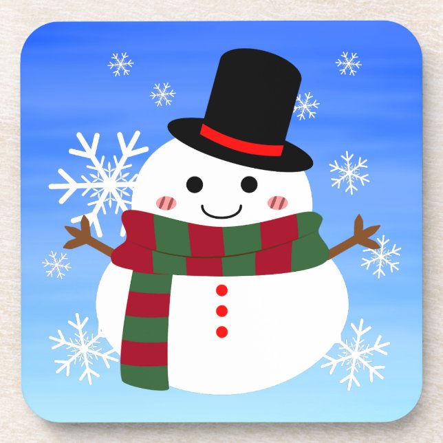White Christmas Snowman Coaster (Front)