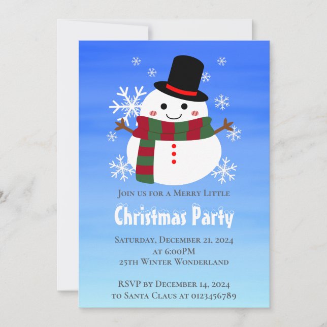 White Christmas Snowman Invitation (Front)