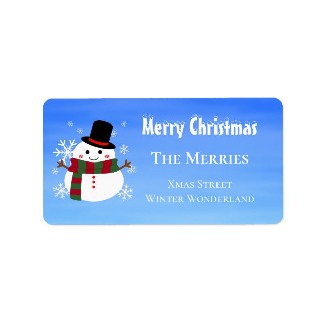 White Christmas Snowman Label (Front)