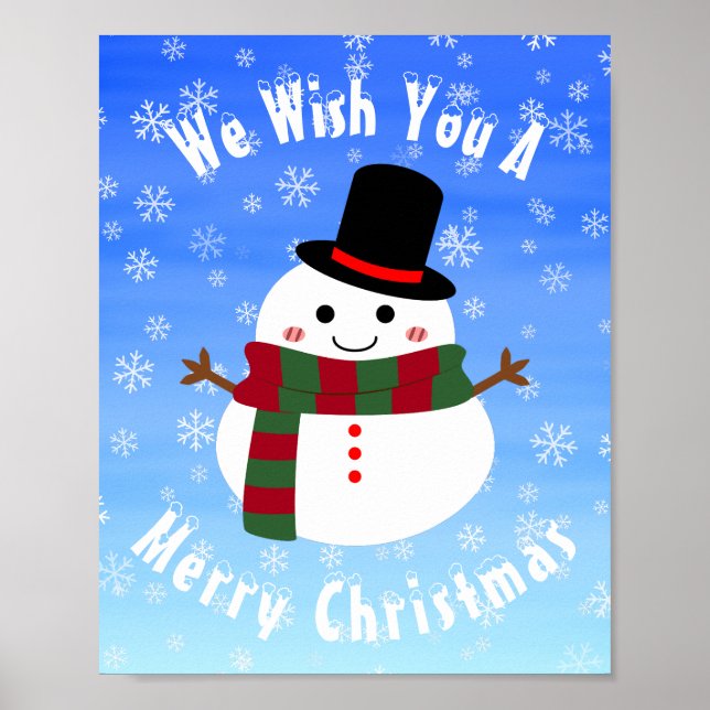 White Christmas Snowman Poster (Front)