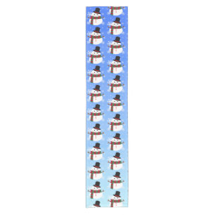 White Christmas Snowman Short Table Runner